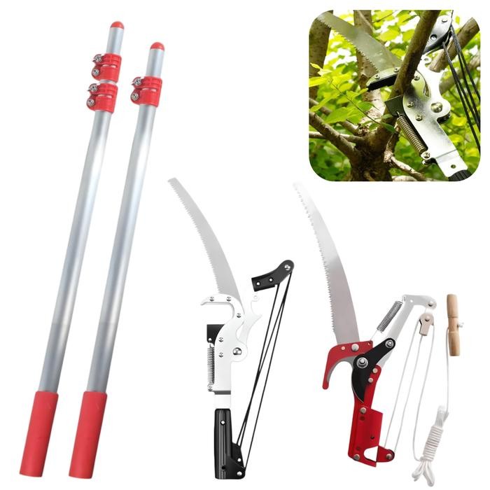 PREMIUM Tongkat Teleskopik Tiang Galah Panjang Serbaguna Pemetik Buah Gergaji Ranting