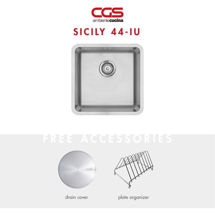 PREMIUM Kitchen Sink Bak Cuci Piring Stainless Steel 1 Lubang CGS SICILY 44-IU - Undermount Topmount
