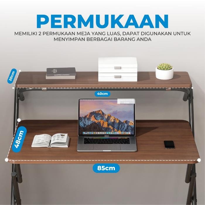 Aihomeliving-Meja Laptop Lipat Meja Kerja Meja Lipat Portable Kamar Minimalis Meja Kayu Multifungsi