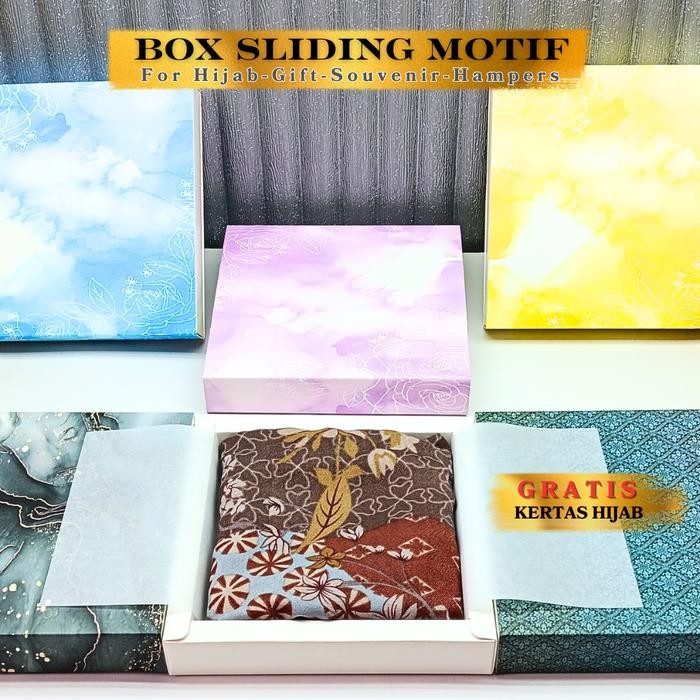 Penawaran Spesial Box Sliding Motif Segiempat / Sliding Box / Kemasan / Gift / Hampers / Hijab /