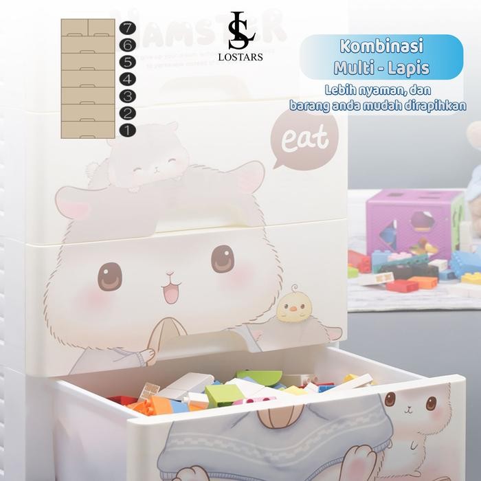Lostars/ Lemari Plastik Anak/Lemari Plastik Bayi/Lemari Pakaian Anak/Lemari Anak Premium/Lemari Baju