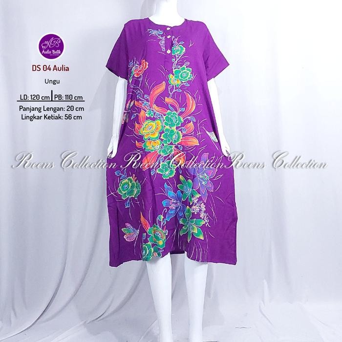 Batik Aulia Daster 04 Batik Print Daster Lengan Pendek Di Bawah Lutut kancing Depan Busui 1 Kantong