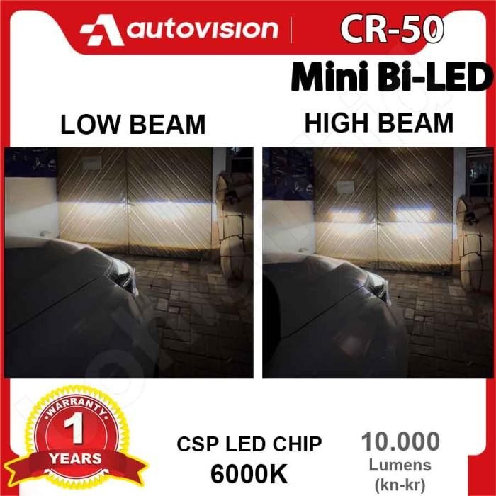 Lampu Projektor Mini BiLED Autovision CR50 H4 LED Laser Projektor 2x50W 10000Lumen HS1