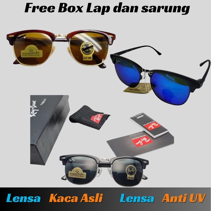 HRG DISKON Kacamata Hitam Pria Pilot RB Club master 3016 Lensa Asli Kaca UV 400