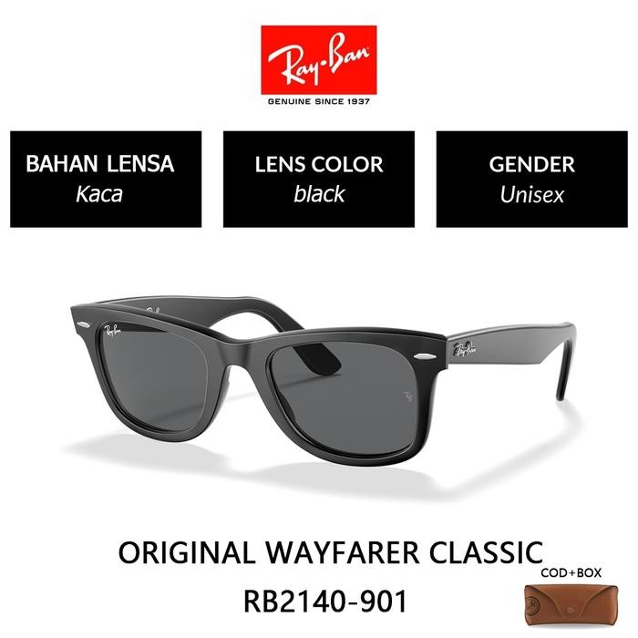 HRG DISKON kacamata hitam Ray-Ban RB2140 ORIGINAL WAYFARER CLASSIC sunglasses lensa kaca pria dan