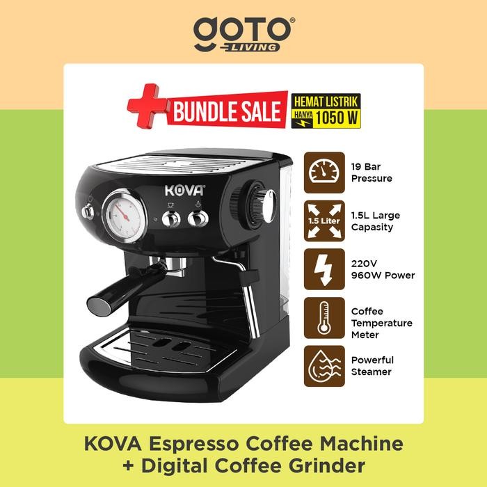 Terlaris Kova [Cod] Bundling Espresso Maker Coffee Grinder Mesin Biji Kopi