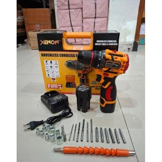 Xenon Cdid707 Mesin Bor Beton Baterai Cordless Impact Drill Aksesoris