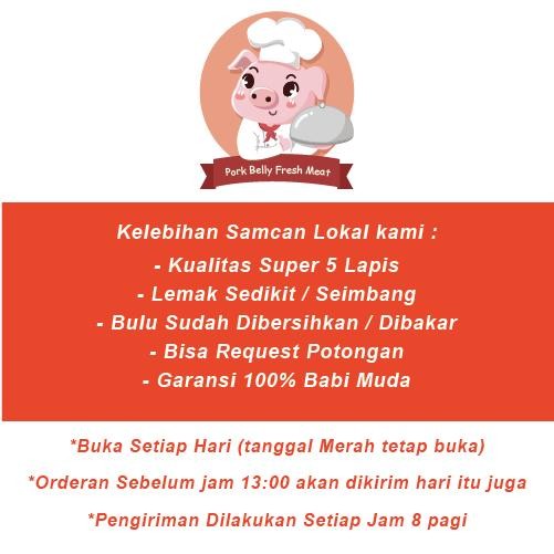 

READY STOK SAMCAN - PORK BELLY - DAGING 5 LAPIS - POTONGAN KOTAK FRESH BERAT 500G READYY