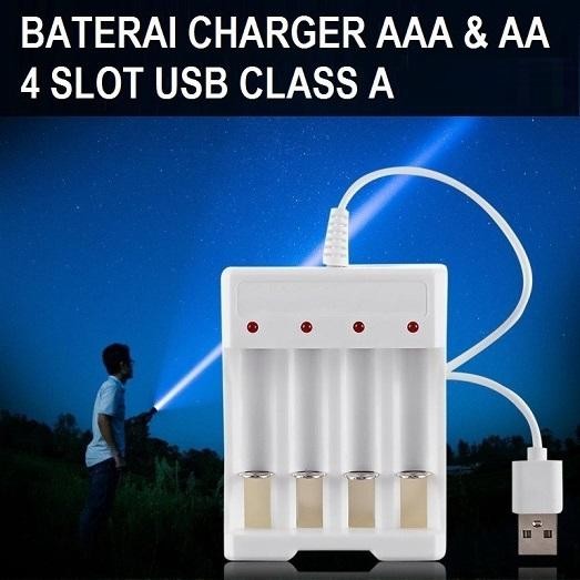 Charger Baterai Aa Aaa Adapter Batre Cas A2 A3 Usb Rechargeable 4 Slot
