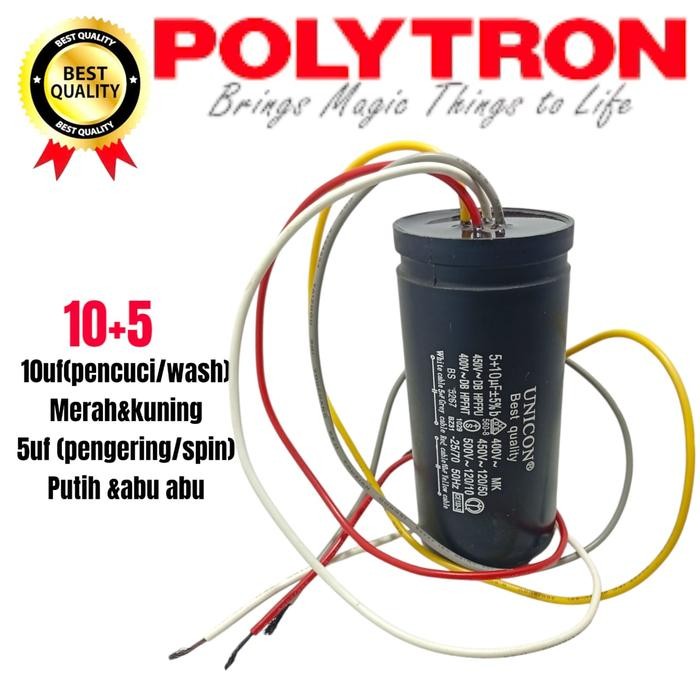 kapasitor mesin cuci polytron 2 tabung kapasitor mesin cuci 5+10 mikro