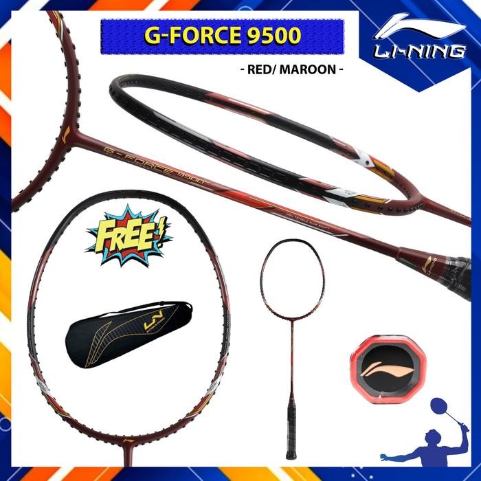 Raket Badminton Lining G Force G-Froce 9500 Extra Strong Red Maroon