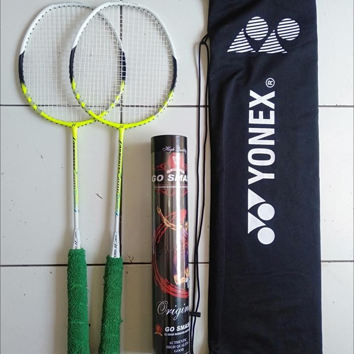 Sepasang Raket Yonex (2pcs) brlogo PBSI + tas + kok shuttlecock
