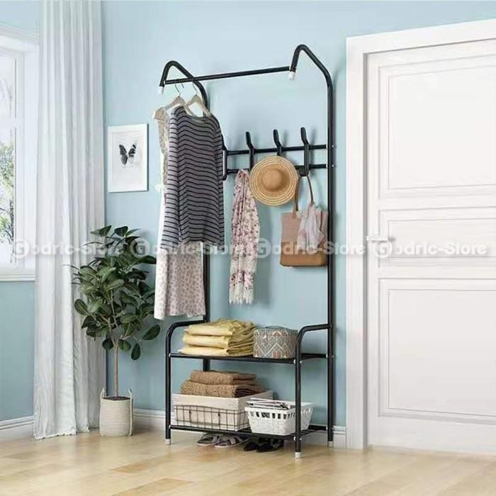 L-SHAPE Rak Hanger Serbaguna Gantungan Pakaian Baju Topi Buku Sepatu