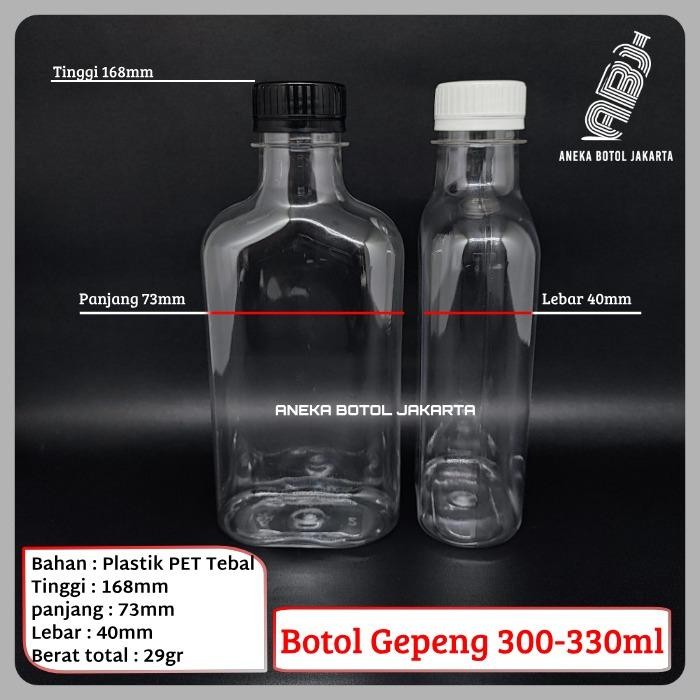 Botol plastik gepeng 300 ml / Botol PET gepeng 300 ml tutup LN