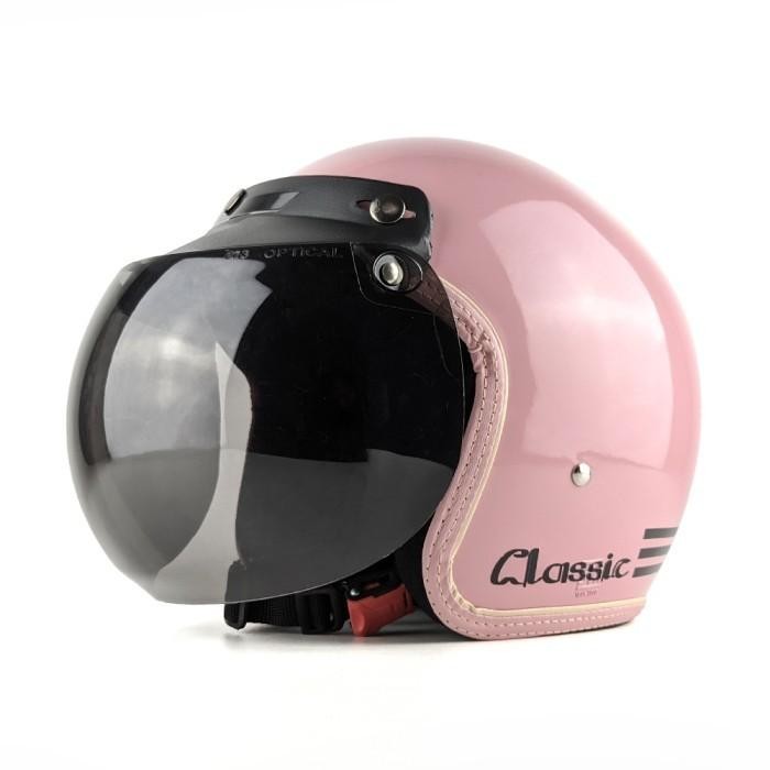 Helm Retro Bogo Wanita Cewek Perempuan Hijab Dewasa SNI Kaca Cembung