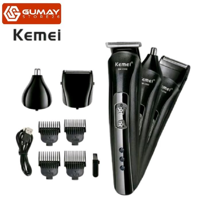 Mesin Cukur Rambut Kumis Jenggot Bulu Hidung 3 In 1 Kemei Km - 1506 / Alat Cukur Rambut Cas Terlaris