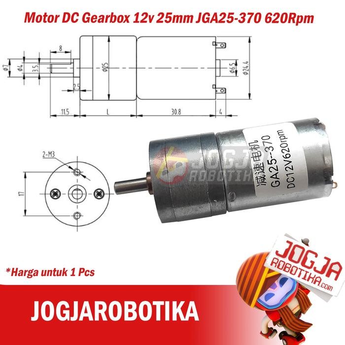MOTOR DC GEARBOX 12V 25MM JGA25-370 620RPM