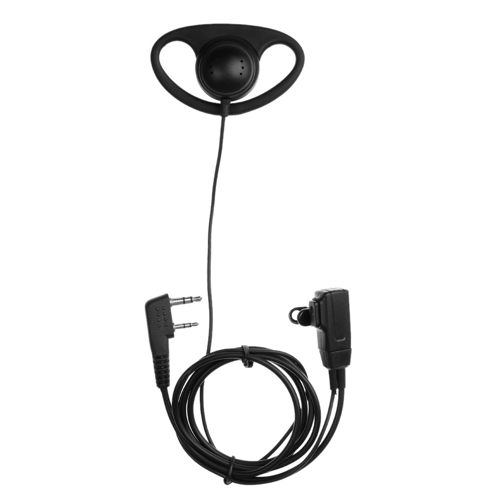 

D-Shape Earpiece Headset 2 Pin PTT MIC Walkie Talkie Earphone With MIC For Baofeng Kenwood Puxing
