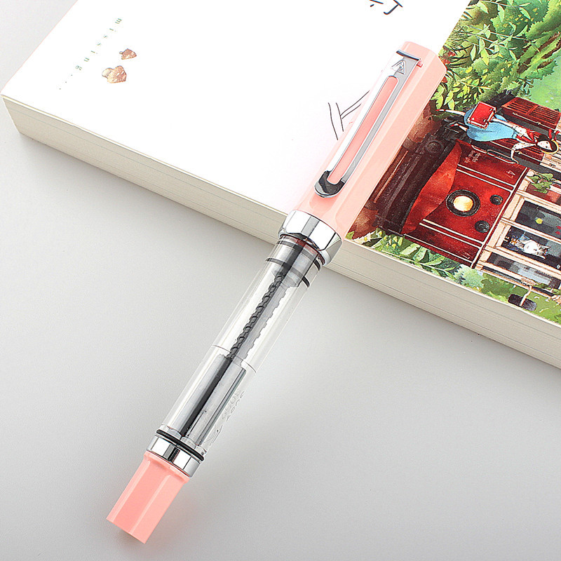 

9pcs/ Lanbitou Transparent Fountain Pen F/EF Hooded Nib Piston Filler Ink Pens for Student