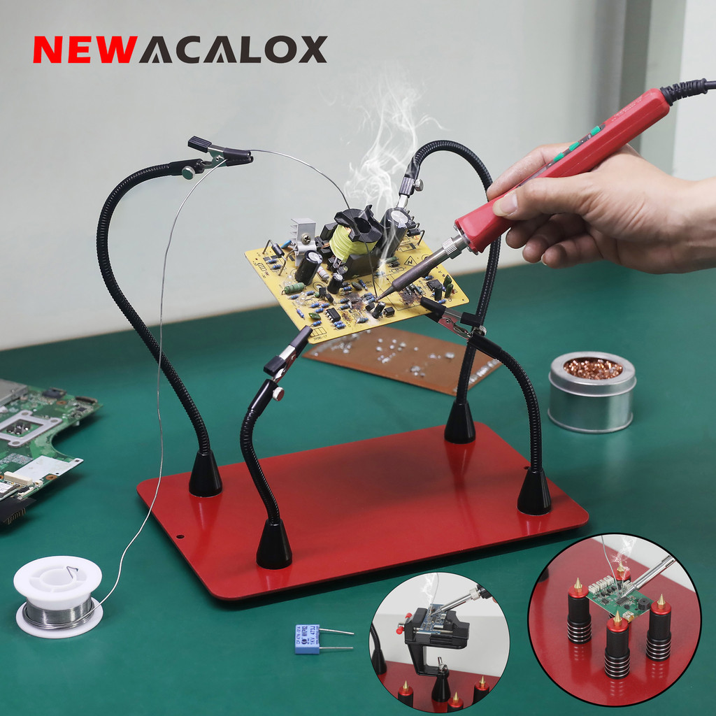 NEWACALOX Magnetic Soldering Third Hand Tool PCB Holder 4Pcs Flexible