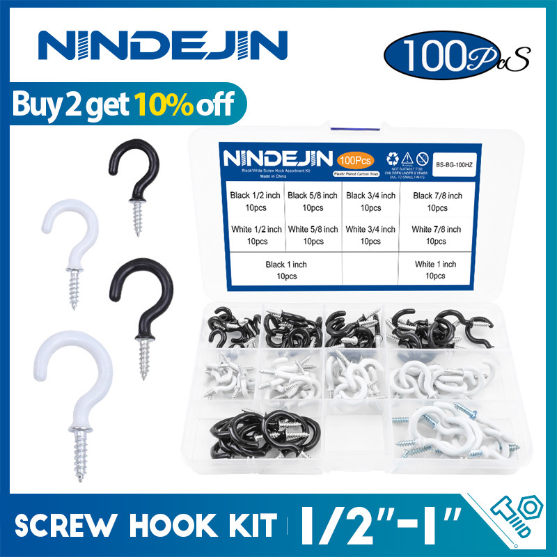 100/118/150/185pcs Wall Hook Screw Hook Set Hanger Screw-in Hook Kit