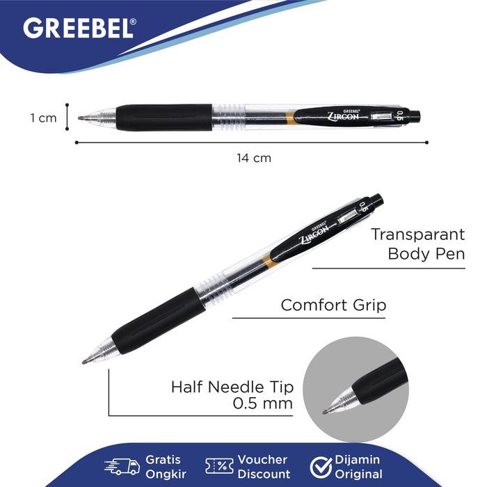 

NYBEBY26 GREEBEL GEL PEN PULPEN GEL PENA BALLPEN (GP-509 ZIRCON 0.5 - BLACK) / ALAT TULIS KANTOR