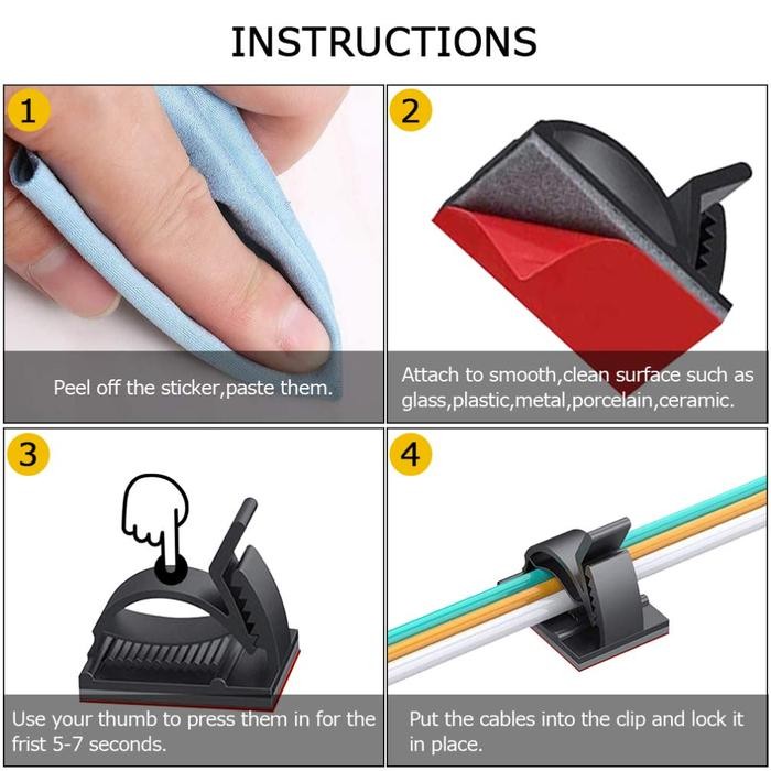 

Klip Kabel Tempel Universal Perapi Klem Pengikat Cable Clip Holder 50 Pcs - Ds506