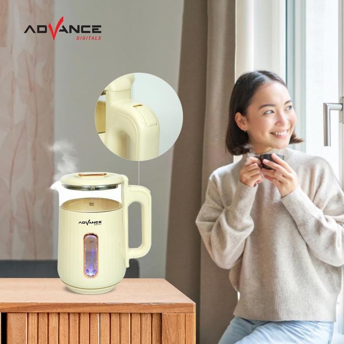 Advance Teko Listrik AK-301 Electric Kettle 1.8L Teko Listrik Kaca Transparan Garansi Resmi 1 Tahun