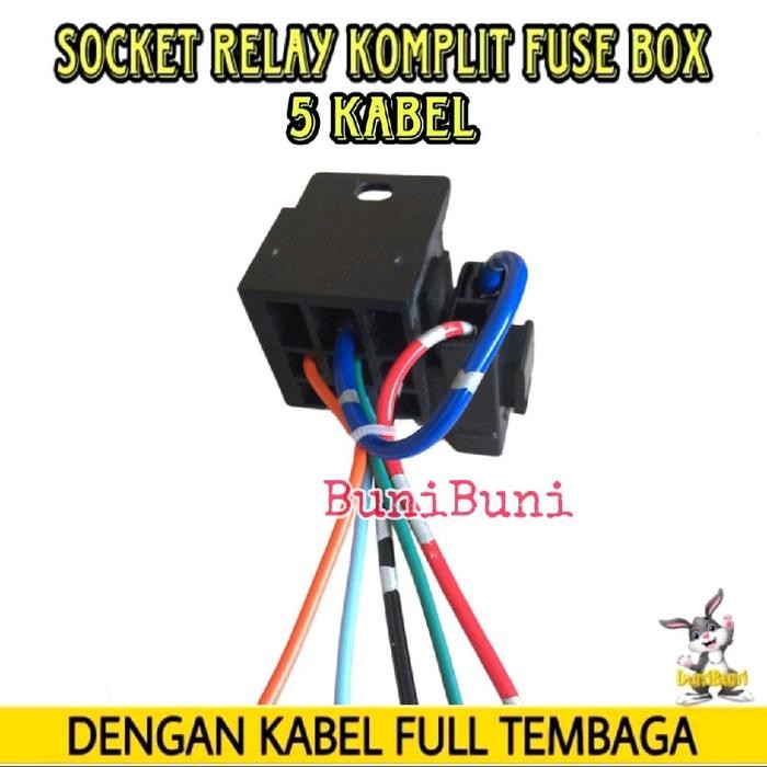 Socket Relay Komplit Sekring - Rumah Soket Relay Gandeng Kaki 4 & 5 Komplit Fuse Box Dengan Kabel