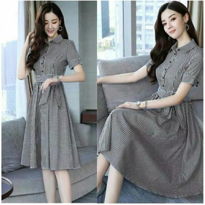 Coba Thabishop / 435 Md Line / Gl / Baju Dress / Baju Dress Wanita / Dress Salur / Baju Kondangan