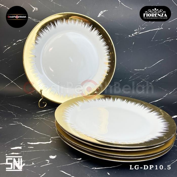 Piring Makan Ceper Keramik 10.5 Inch Motif Gold Fiorenza LG-DP10.5