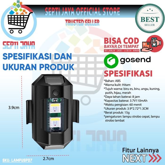 (Allthebest) Drip Lamp Car Lampu Led 7 Warna Strobo Sein Variasi Sepeda Motor