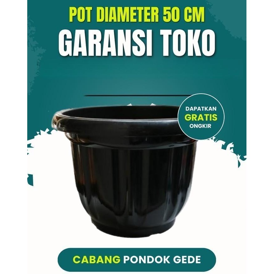 JTTOP" LOKASI PONDOK GEDE GROSIR POT 50 CM HITAM BUNGA TAMBULAPOT