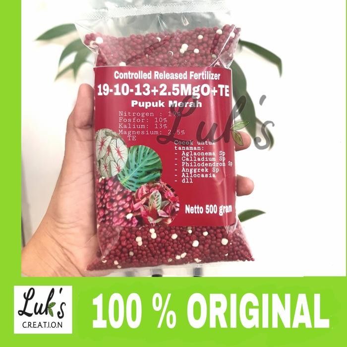 JTTOP" PUPUK MERAH OSMOCOTE 19-10-13 +2.5MGO + TE 500 GRAM DEKASTAR