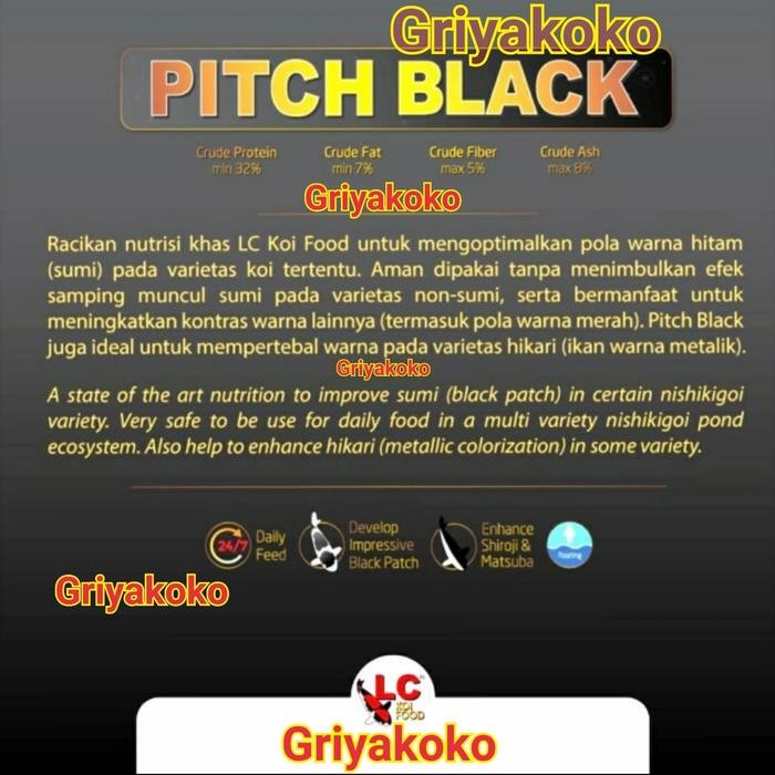 GRIYAKOKO LC KOI FOOD PITCH BLACK 2KG/LC PAKAN IKAN KOI PITCH BLACK