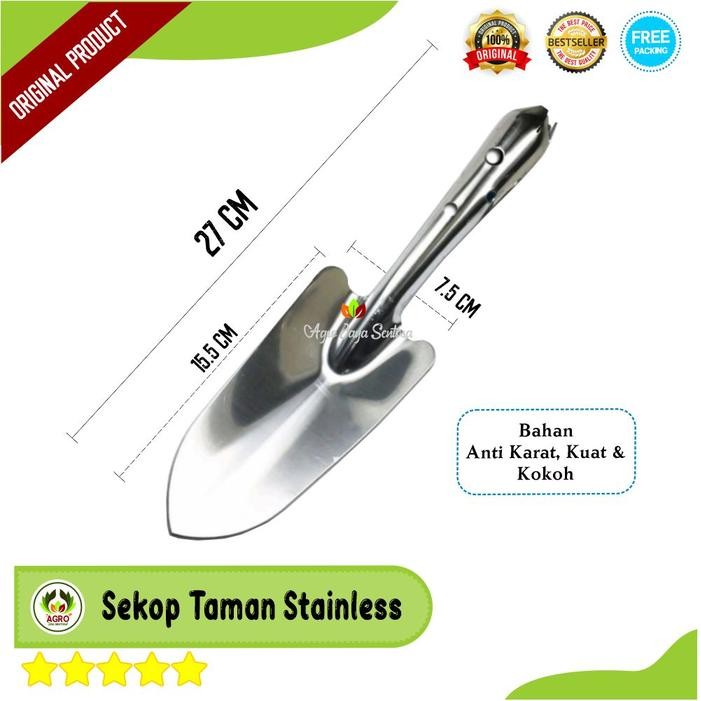 Sekop Tanaman Skop Tanah Kebun Sekop Taman Stainless Steel Anti Karat Kode 1407