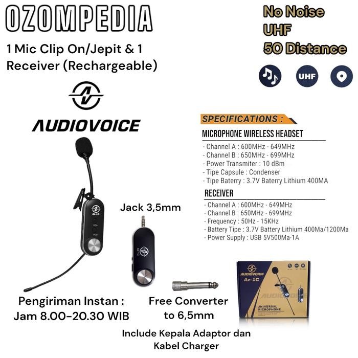 Mic Clip On/Jepit Mic Wireless Universal Microphone Audiovoice UHF