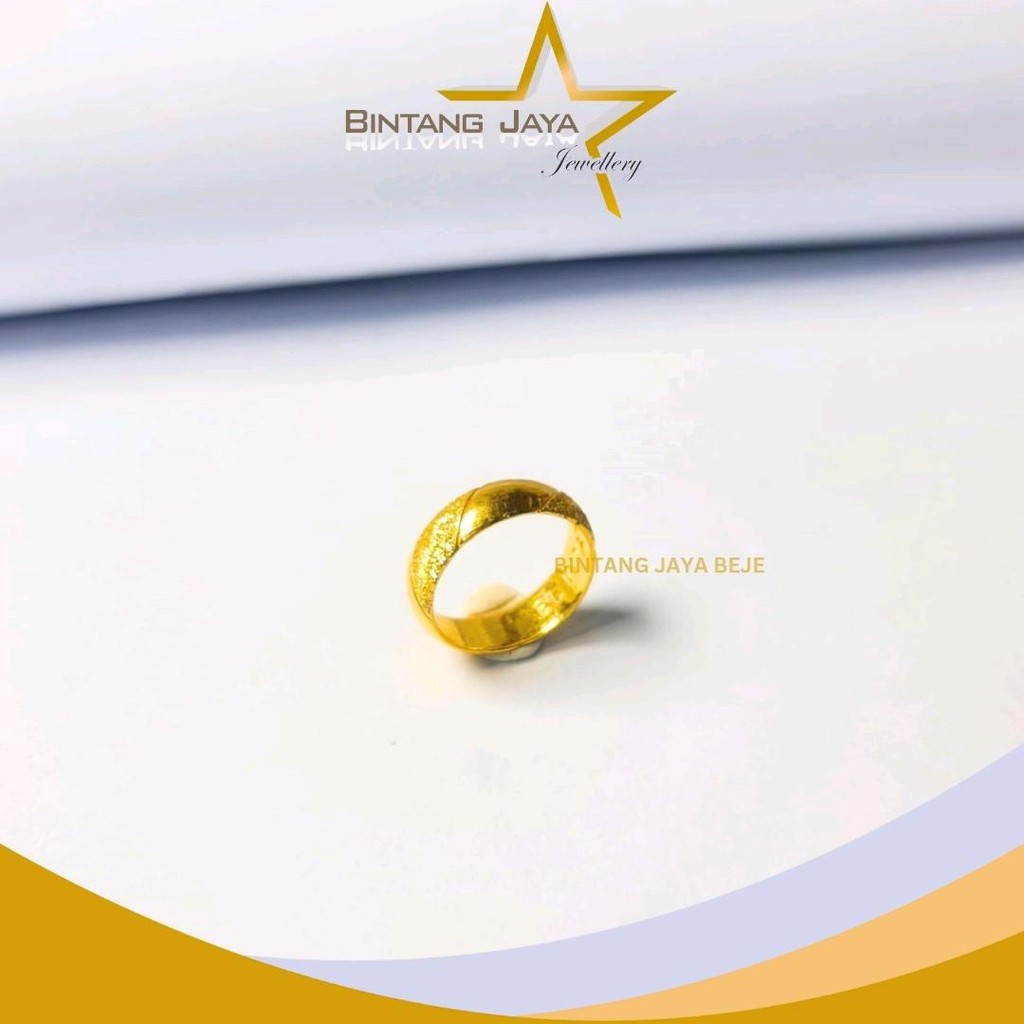 Cincin Emas Asli LM99 Rotan Pasir No.10 - Kadar LM99 - Berat 5gr - Gaya Bold nan Stylish - Nyaman Di