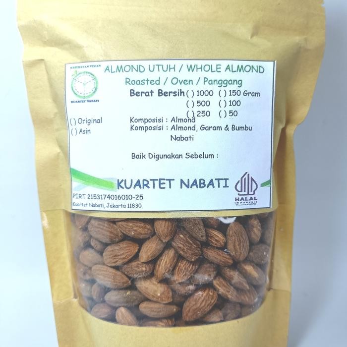

500Gr Roasted Almond Premium Spw Rasa Original - Kacang Almond Panggang Kupas - Oven - Matang - Size