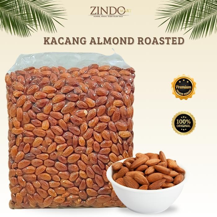 

Kacang Almond Roasted Kupas Original Kemasan Vacum 1Kg Dan 250Gr Toples Gurih Renyah