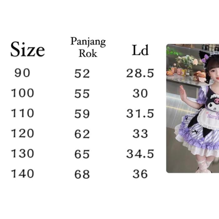 xie kostum kuromi anak/ kostum karakter/ dress kuromi/ cosplay kuromi anak