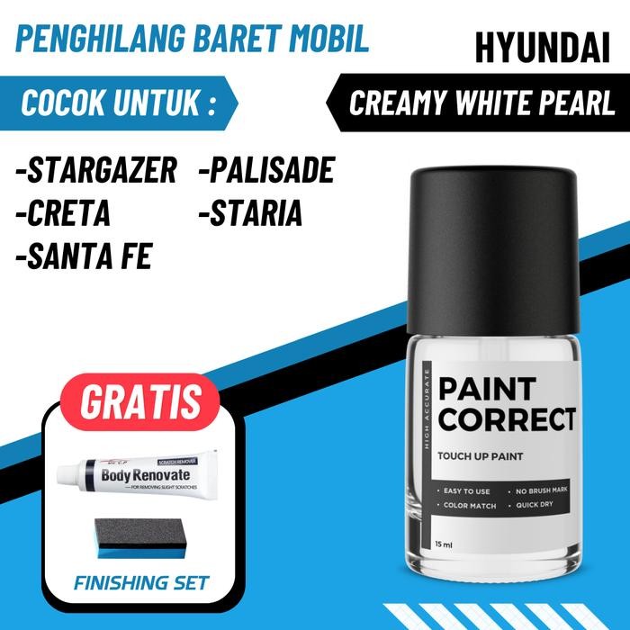 CAT OLES PENGHILANG BARET MOBIL HYUNDAI CREAMY WHITE PEARL PUTIH