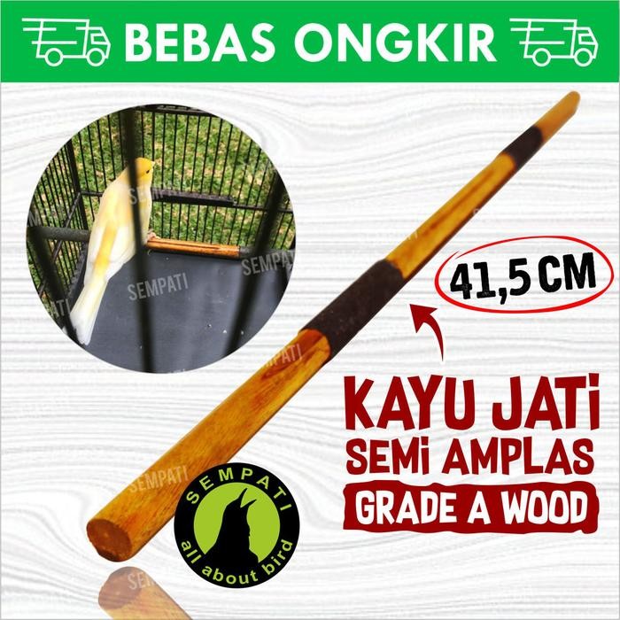 TANGKRINGAN SANGKAR BURUNG KENARI KAYU JATI MERK SEMPATI PREMIUM