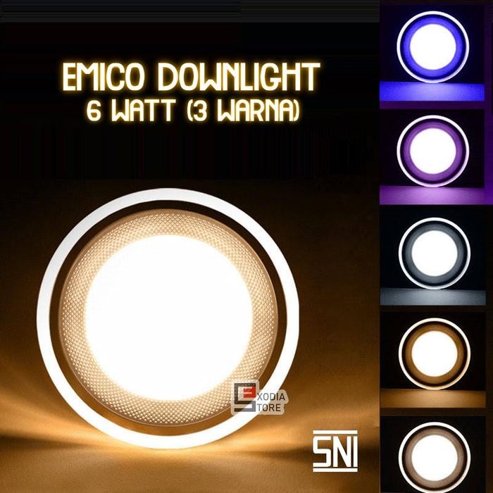 [Allthebest] Emico Lampu LED Downlight 6 Watt 3 Warna Cahaya SNI Panel