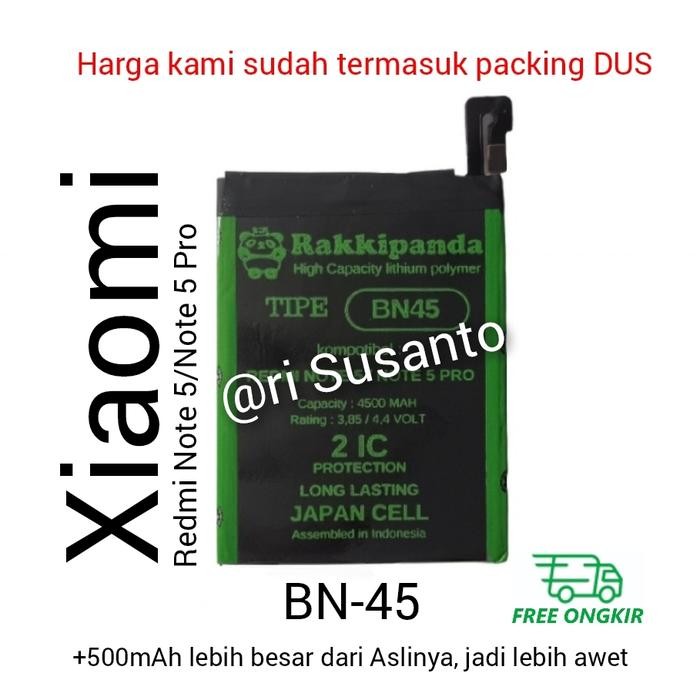 Baterai Rakkipanda BN45 for Xiaomi Redmi Note 5 Plus Double Power