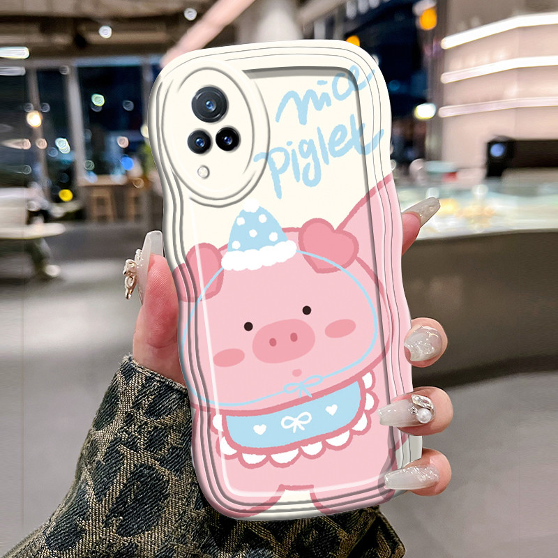 Casing Hp Untuk VIVO V21 5G V21s 5G V20 Case Casing Kesing babi merah muda Softcase gelombang baru H