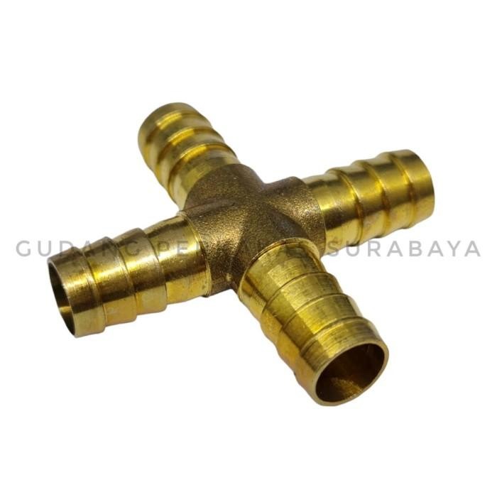 Expert SAMBUNGAN SELANG CROSS TYPE HOSE BARB SAMBUNGAN SELANG ANGIN CABANG 4