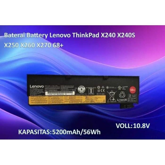 Sale Baterai Battery Lenovo Thinkpad X240 X240S X250 X260 X270 68+