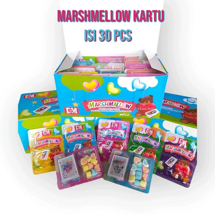 

New Marshmellow Kartu Isi 30 Pcs - Permen Candy Lembut Manis dan Kenyal - Jajanan food Cemilan Snack