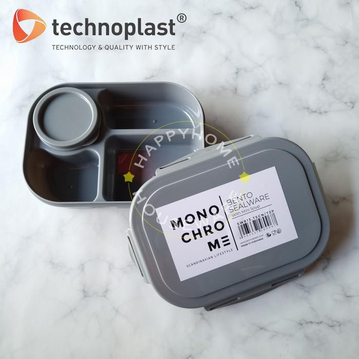 TECHNOPLAST Monochrome Bento Sealware / Kotak Bekal Dengan Wadah Sop Mini